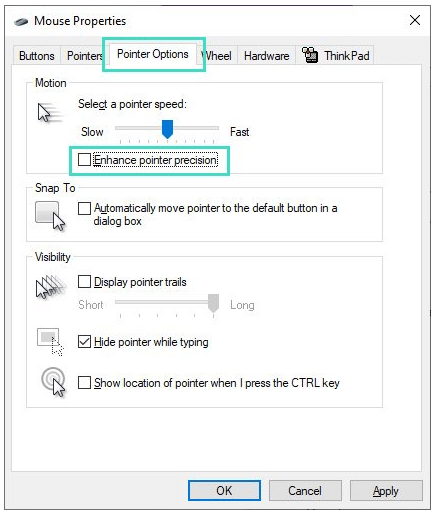 Disable mouse acceleration to provide a better FPS gaming